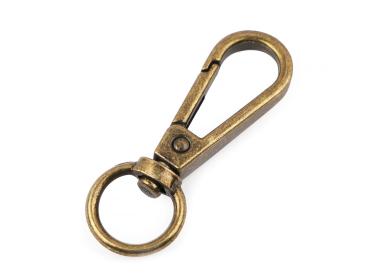 Metall Karabiner mit 12mm Fädelloch Altmessing